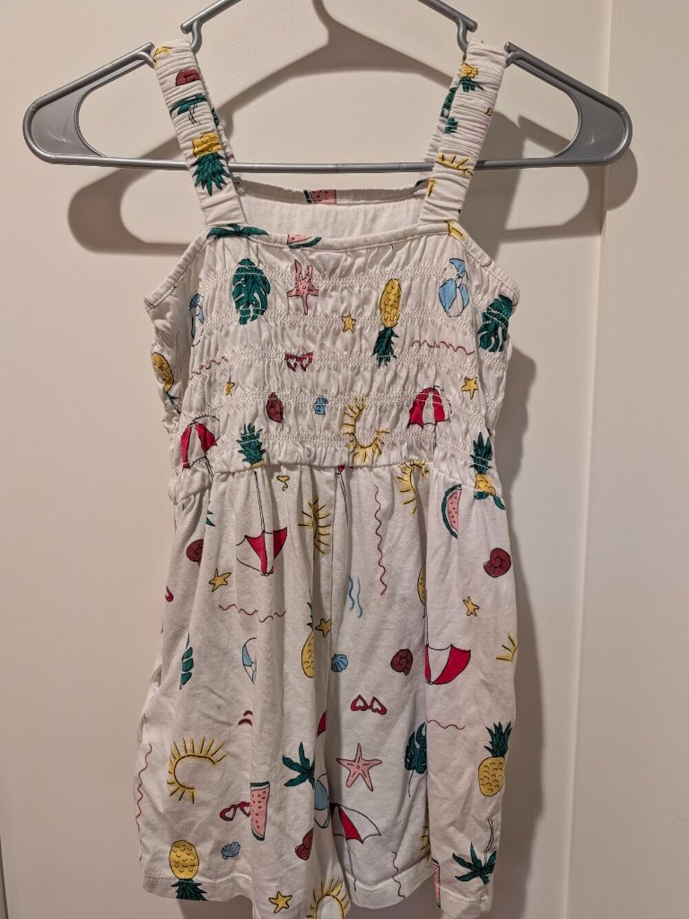 Old Navy Girls Size L (10-12) White Tropical Summer Smocked Romper